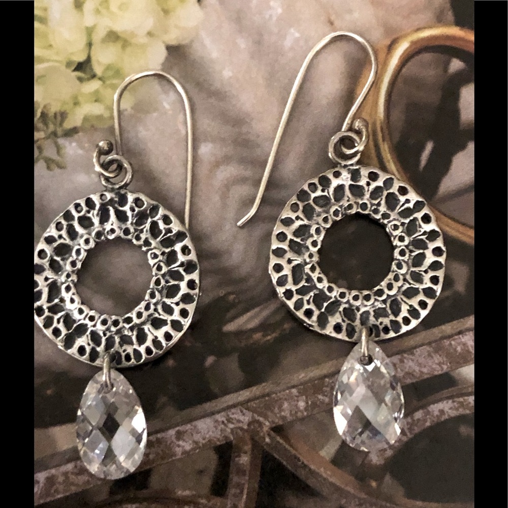 Silpada Hammered Crystal Drop Earrings